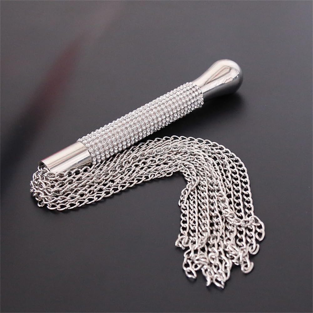 BDSM Metal Chain Whip Diamond Handle Aluminium Flog Flogger Fetish Slave Sub Sex Toy Bondage SM Ass Spanking Bondage Slave for Beginner