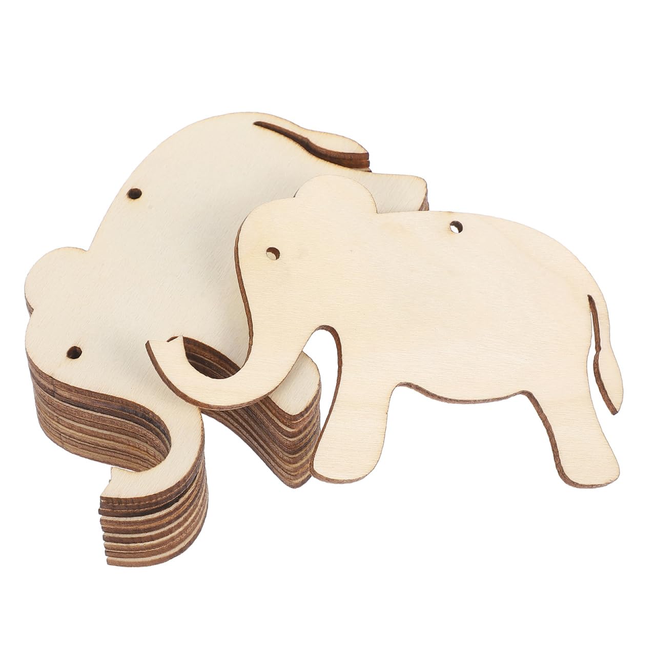 Étiquettes éléphant en bois brut faciles à peindre lot de 30