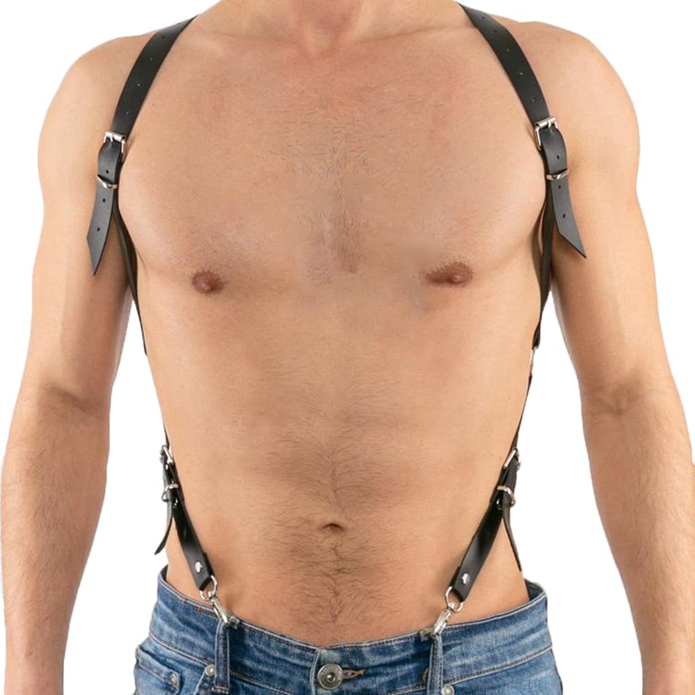 GLADIATOR Harnais de poitrine en cuir souple pour homme Noir