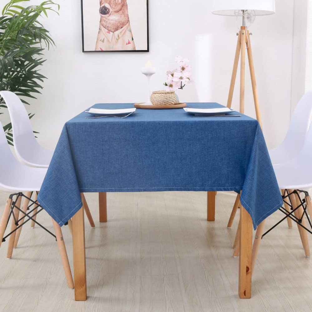 Strona główna dekoracyjny obrus prostokątne obrusy stół do jadalni jednokolorowy bawełniany obrus lniany obrus do jadalni, niebieski, 130x220cm