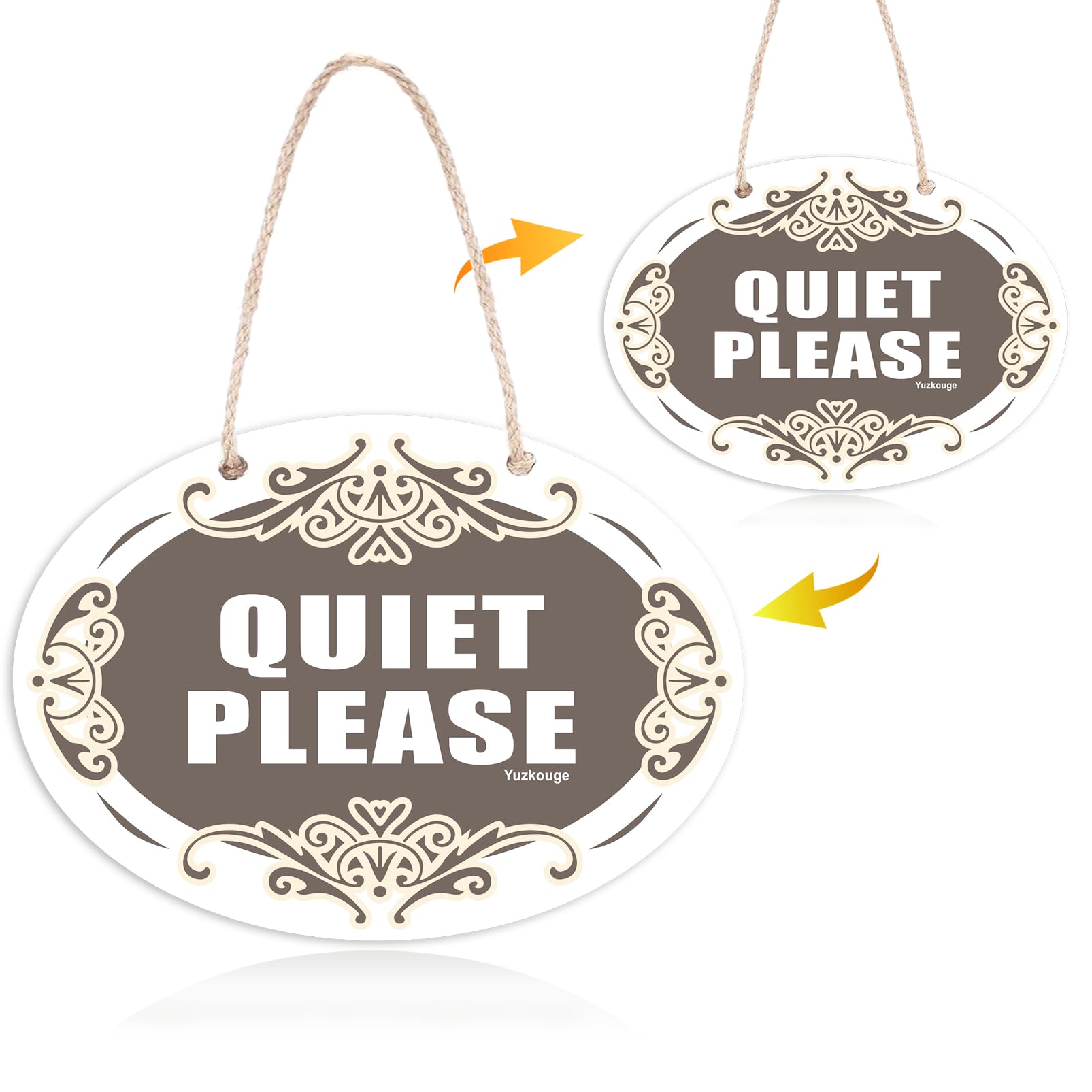 Quiet Please Sign, 7x10 inch Plastic PVC Double Sided Hanging Sign, Salon or Commerical Use