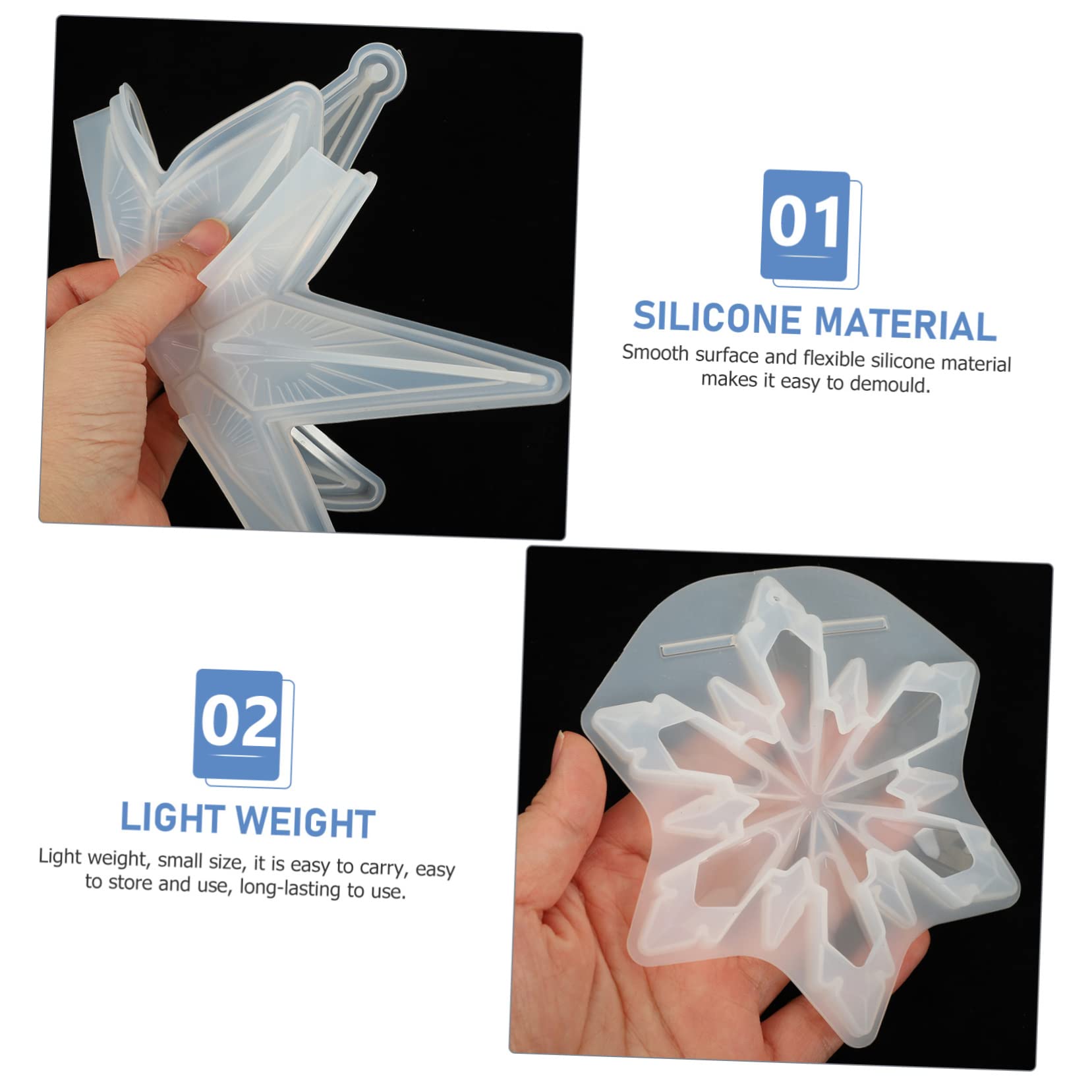 SHINEOFI 8 Pièces Moule De Flocon De Neige en Résine Moule D'ornement De Flocon De Neige Moules à De Noël De Para Gélatine Accessoire De Bricolage Décor De Noël Blanche Gel De Silice