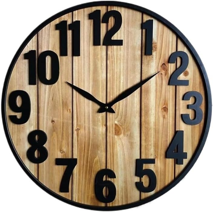 Practical Wooden Farmhouse Wall Clock, Artificial Clock, Suitable for Living Room, Office and Home Decoration(Roman Numeral)