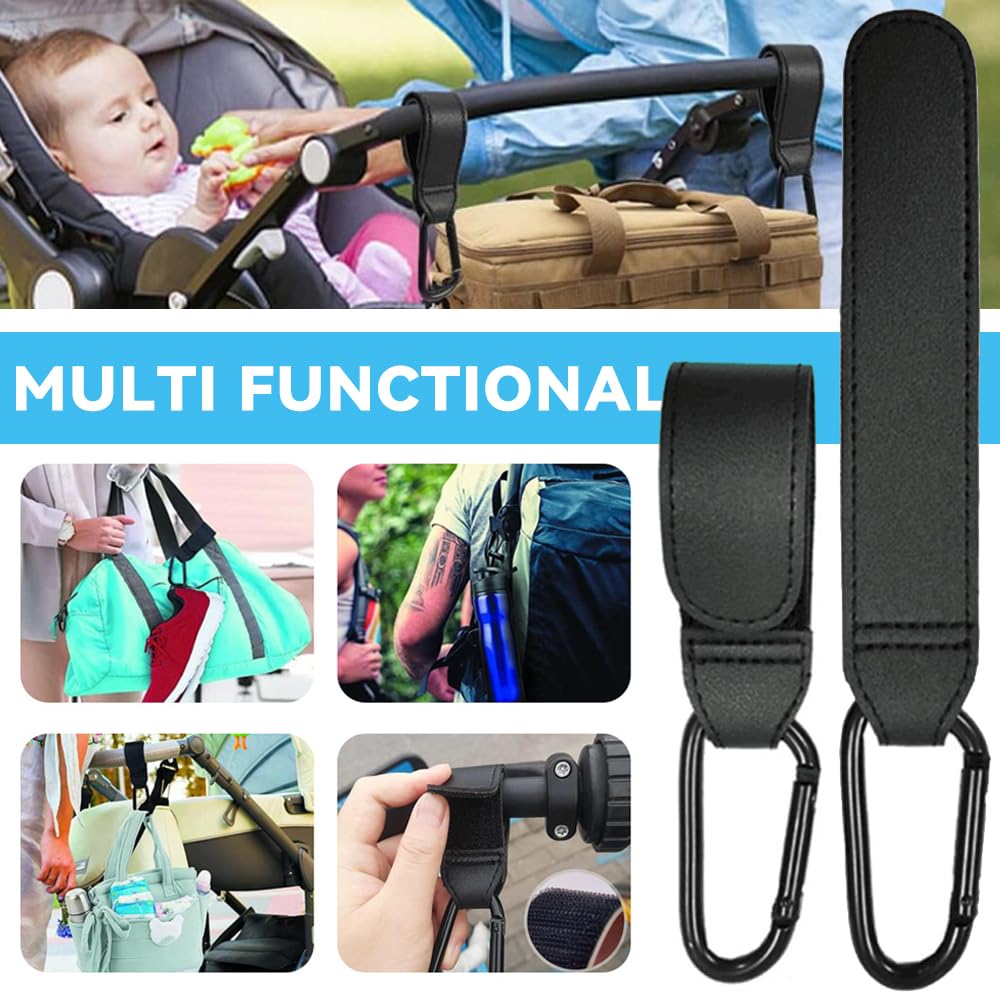 Getränkehalter Kinderwagen, Becherhalter Kinderwagen, 1 Kinderwagenbecherhalter mit 2 Kinderwagenhaken, 360 Grad Drehbarer Fahrradbecherhalter, Großkalibrig Gestalteter Becherhalter, Schwarz