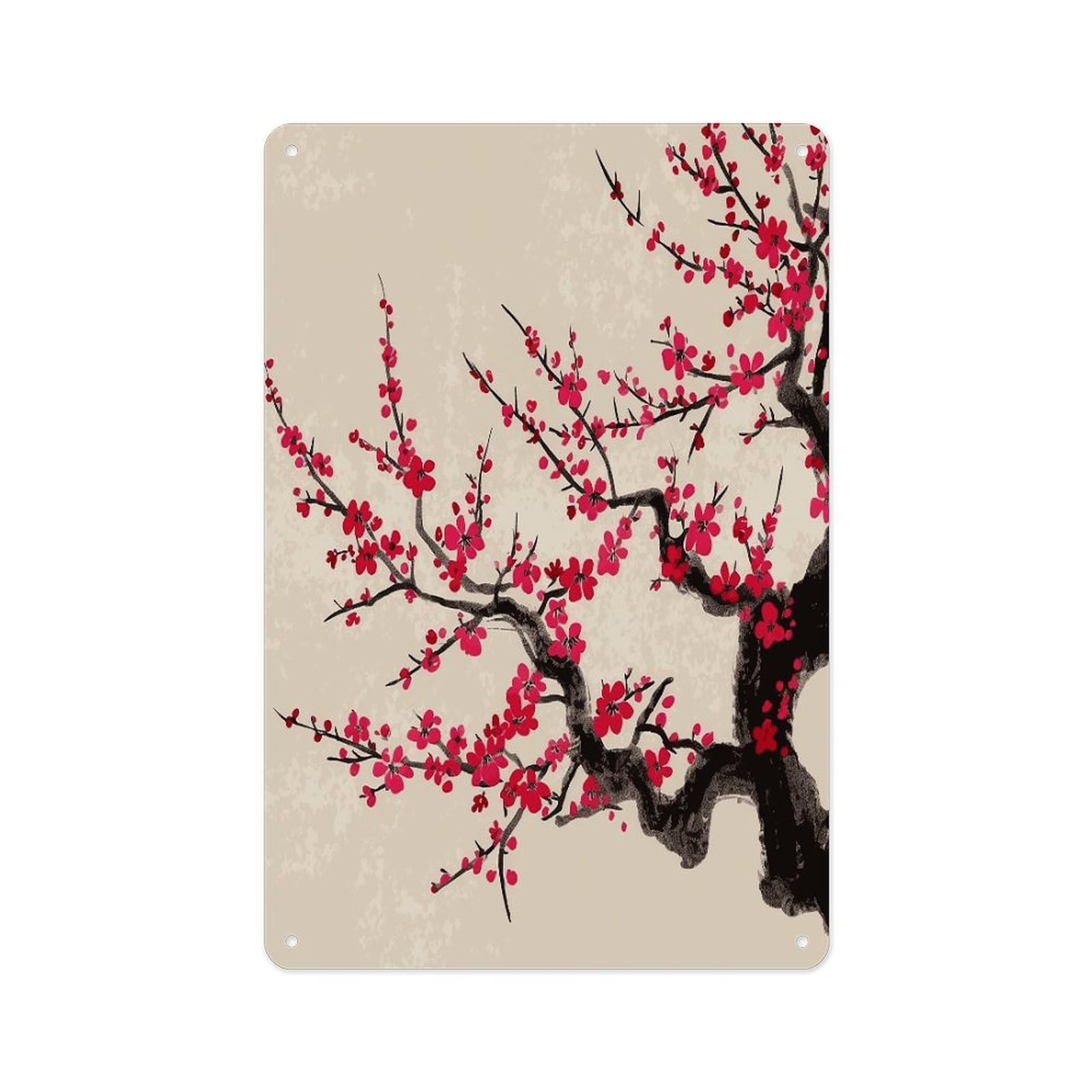 Fekiloot Style Japanese Floral Cherry Blossom Wall Decor Metal Signs Tin Signs Poster