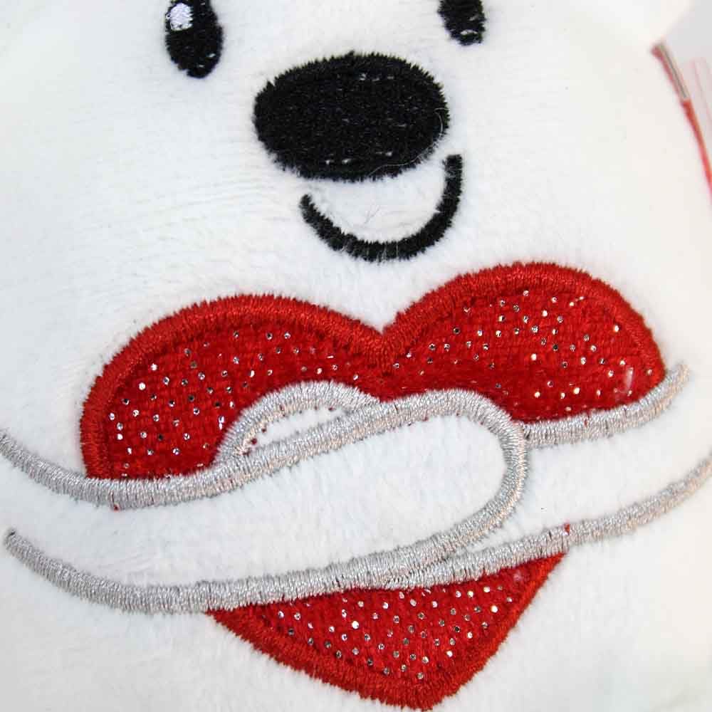 BEMIRO Kuscheltier Bär mit Herz, Mini Display, 12 Stück, Weiß und Braun, ca. 10 cm, Polyester, mit Glitzerherz