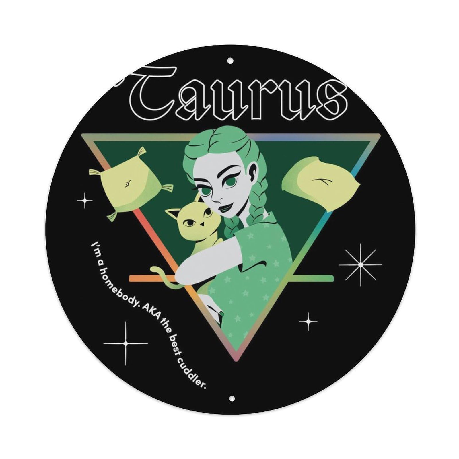 Constellations Poster Taurus Zodiac Signs Vintage Metal Tin Sign Plaque Wall Decor for Cafe, Club, Garden Round Metal Poster 8x8Inch