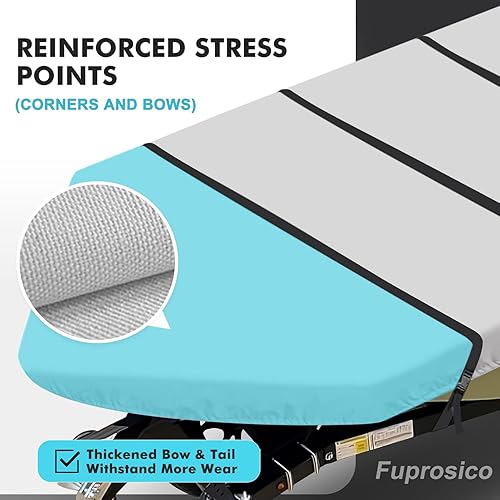 Miniatura 3 de Jon - Funda para barco de 18 pies, 600D resistente al agua, remolcable con cubierta de motor, lona de grado marino, color gris