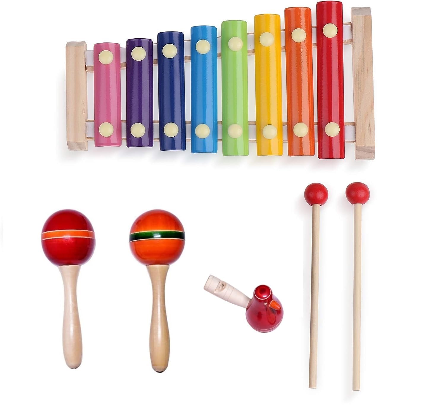 Channapatna Toys Wooden Montessori Maraca Rattles & Musical Bird Whistle Set - Colourful Musical Instrument Rattle Toy for Baby and Kids (0-3 Years) - Non-Toxic, Hold and Shake Toy (B0CG4CLJJW) Amazon Price History, Amazon Price Tracker