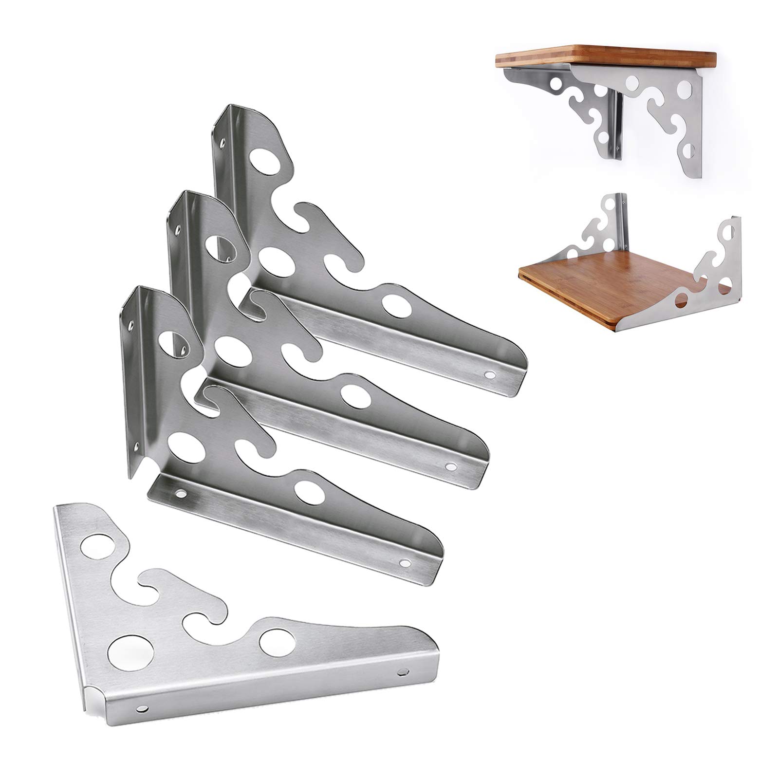 Susunnus Scaffale Angolare In Acciaio Inox 4 Ripiani - Mensola Stretta E Alta Per Cucina, Bagno, Balcone (35,1 Cm) - 2