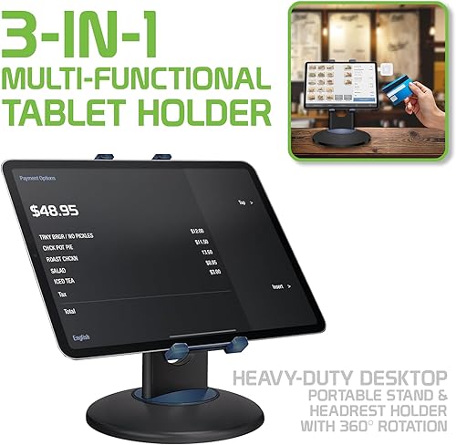 Miniatura 2 de Cellet Soporte universal para tableta, rotación de 360, abrazadera ajustable para tableta, paquete todo en uno, comercial, venta al por menor,