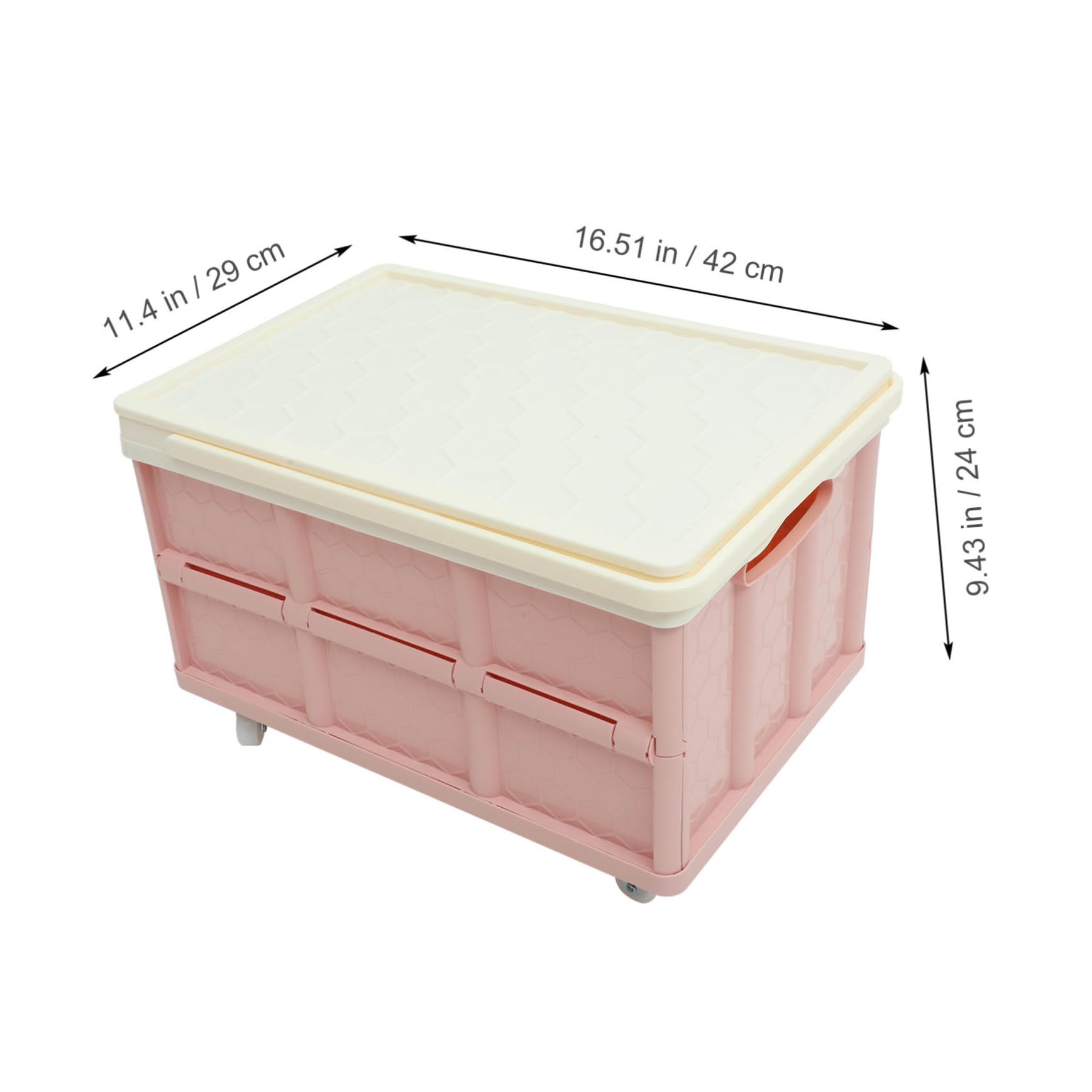 Caja de Almacenamiento con Ruedas Rosa, Plástico, Tapa y Diseño Plegable