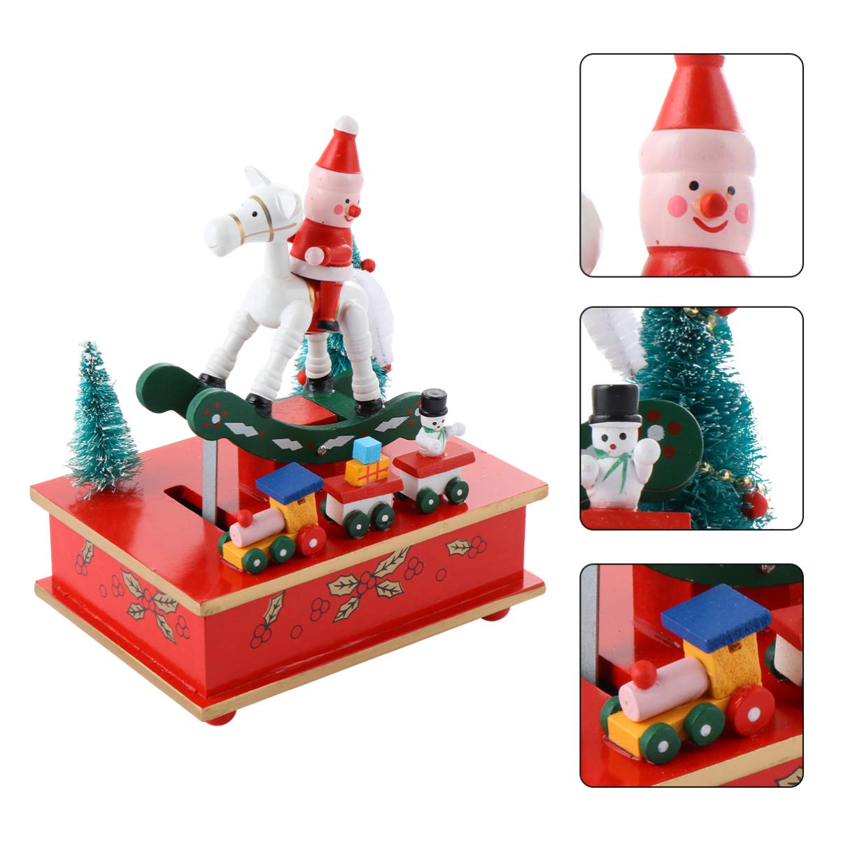 VOSAREA Boîte à Musique en Bois Portable pour Garçon et Filles Décoration de Noël Adorable, Facile à Utiliser, pour Salon ou Bureau