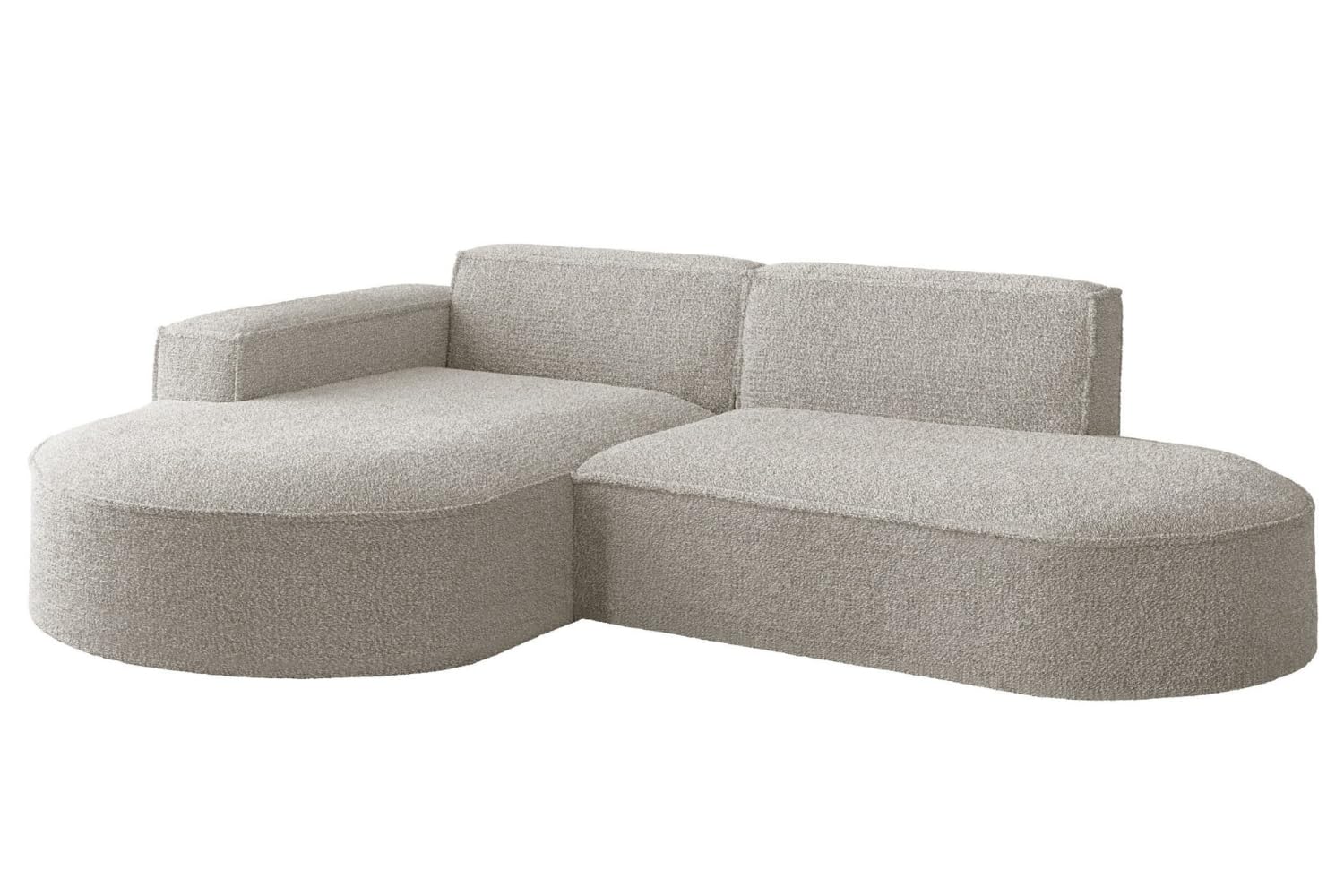 Ecksofa Parma Studio 236 cm Bouclé Stoff modern freistehend Bequeme Wohnlandschaft Links oder rechts montierbar, Beige, Loop 02, Links