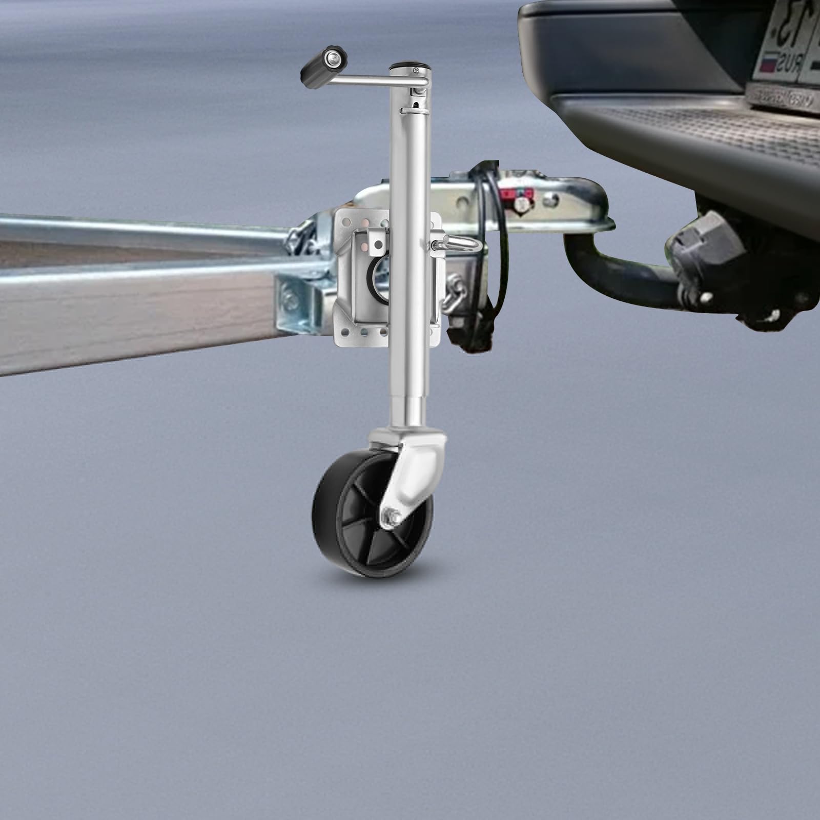 Anhänger Automatik Stützrad,Schwerlast Stützrad Trailer Bugrad,Klappsystem Mit Montageplatte,für PKW Anhänger,Wohnwagen, Wohnmobile,540 kg Tragkraft,Verzinkter Stahl