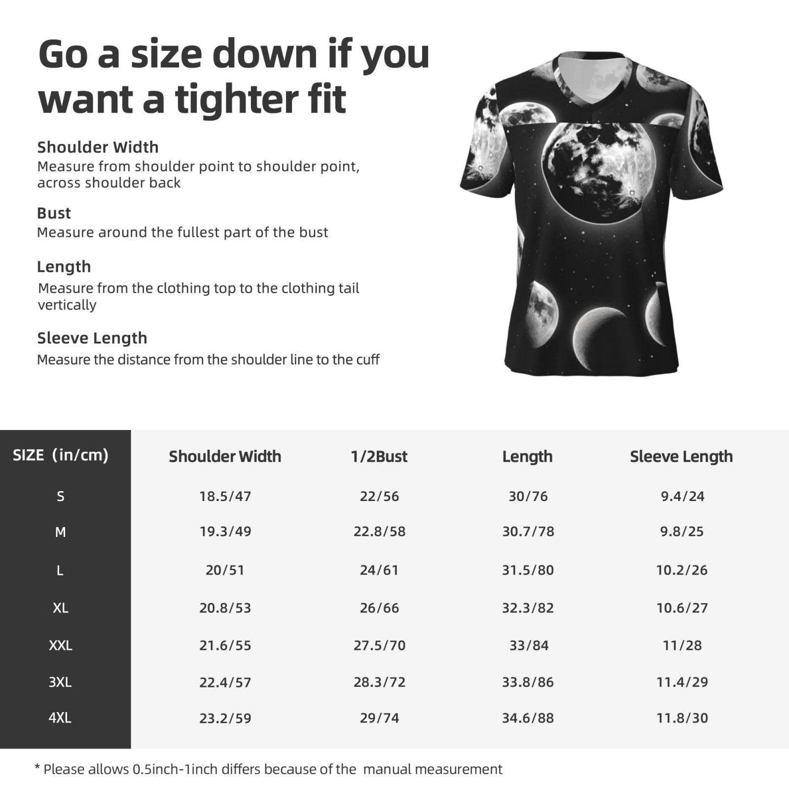 Stylish Athletic Sports Jersey Moon-Phases-Starry Men's Rugby Jersey Xx-Large Black