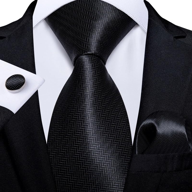 Corbata formal para hombre y mujer, set con pañuelo y gemelos miniatura 2