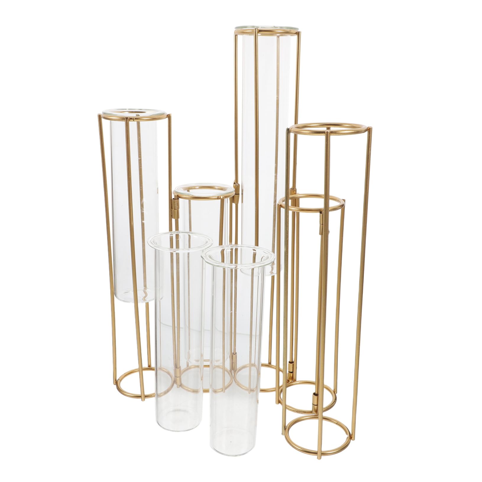 MAGICLULU Vase Hydroponique Verre avec Support Métallique Tubes De Propagation pour Plantes Décoration De Maison Et Bureau