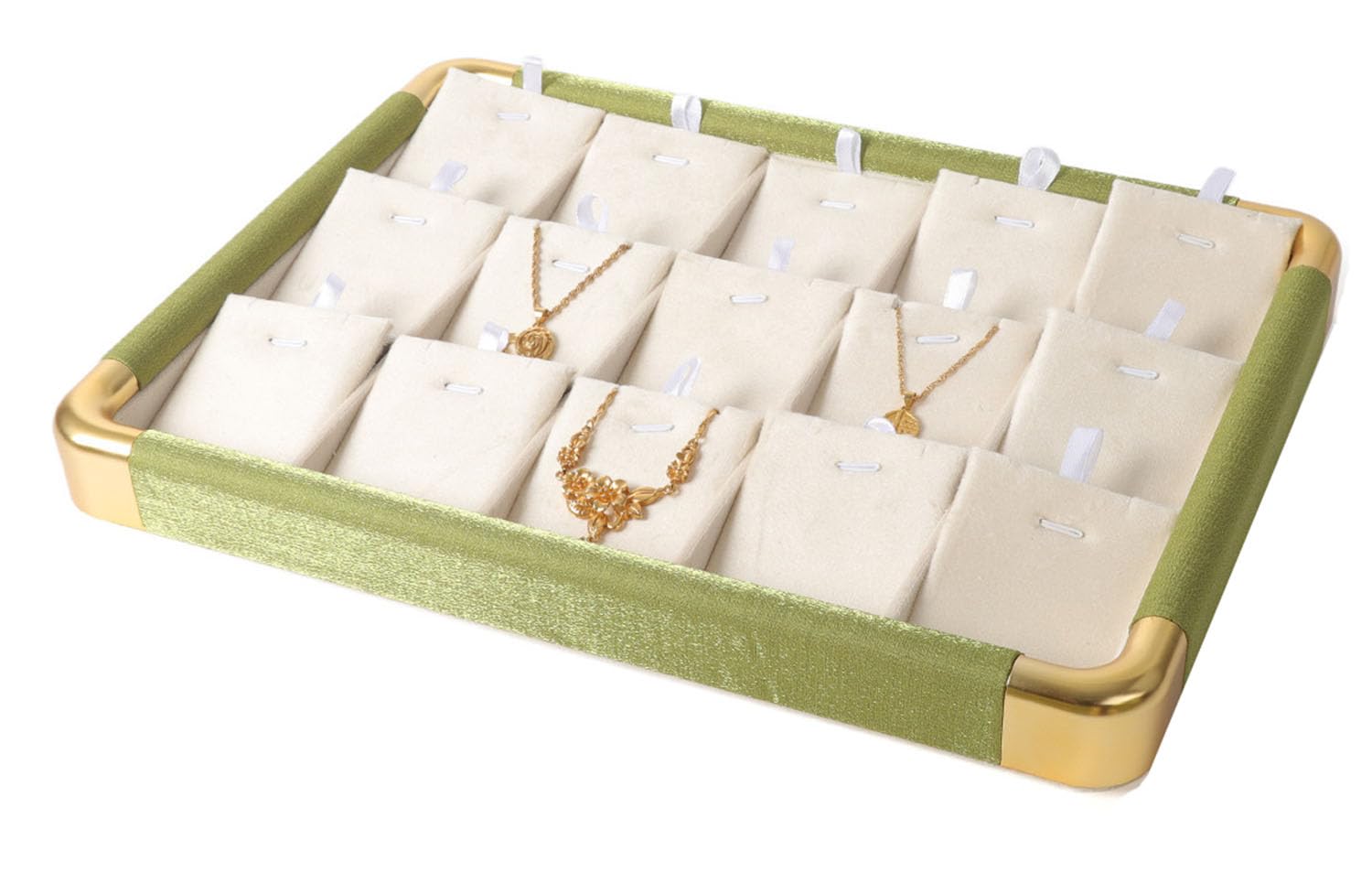 Plateau à bijoux plat en velours, élégant plateau de présentation empilable