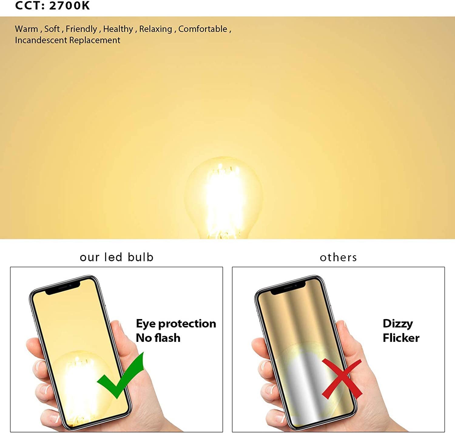 Żarówka, Żarówka LED B22 Filament 4W Żarówka bagnetowa G45 Wymiana 40W Rustykalna czysta klasa energetyczna A+ 6PACK (Color : Cold White 6000k)