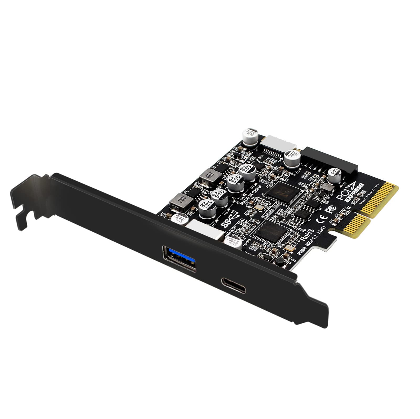 WANGCL Tarjeta PCI USB C PCIE 3.2 Con Puerto USB 3.2 + Tipo C + Frontal E + 19/20PIN Para Adaptador de Montaje en Panel Frontal