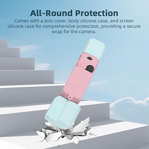 Miniatura 4 de BRDRC Funda de silicona para bolsillo 3, protector de lente resistente a los arañazos, compatible con DJI OSMO Pocket 3 accesorios (rosa + amarillo)