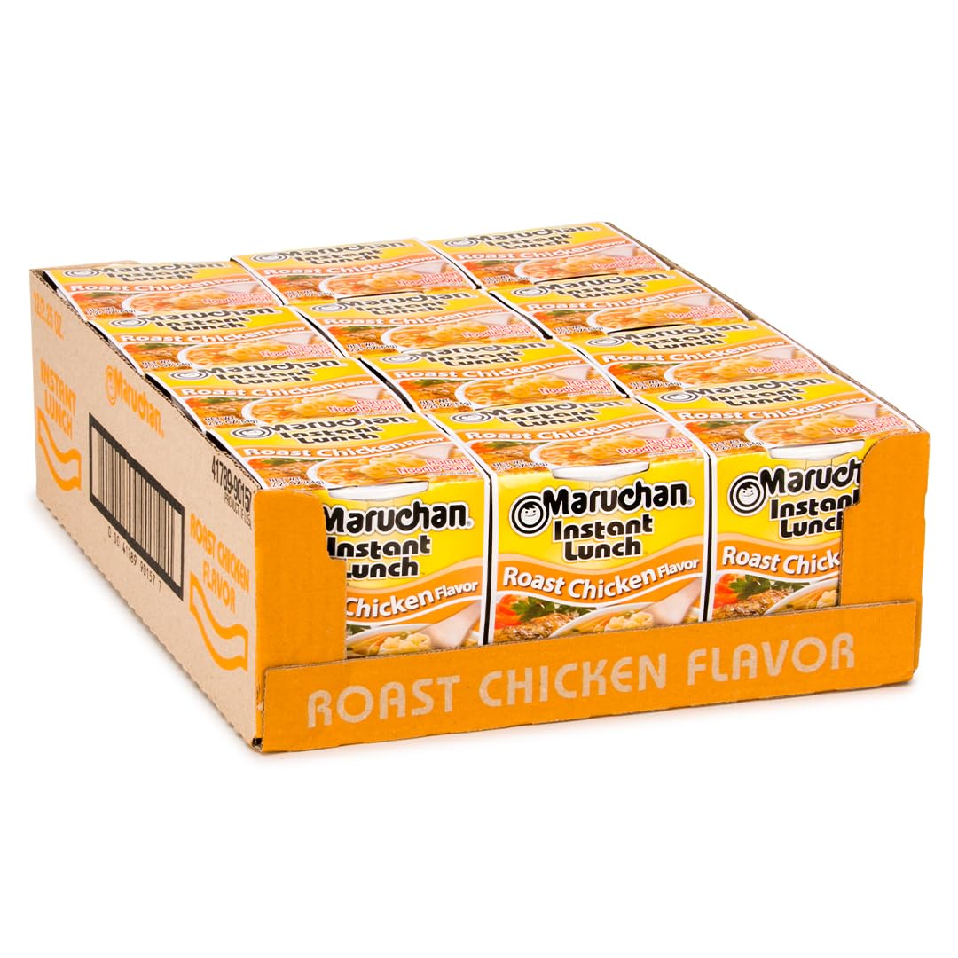 Maruchan Instant Lunch Roast Chicken, Ramen Noodle Soup, Microwaveable Meal, 2.25 Oz, 12 Count