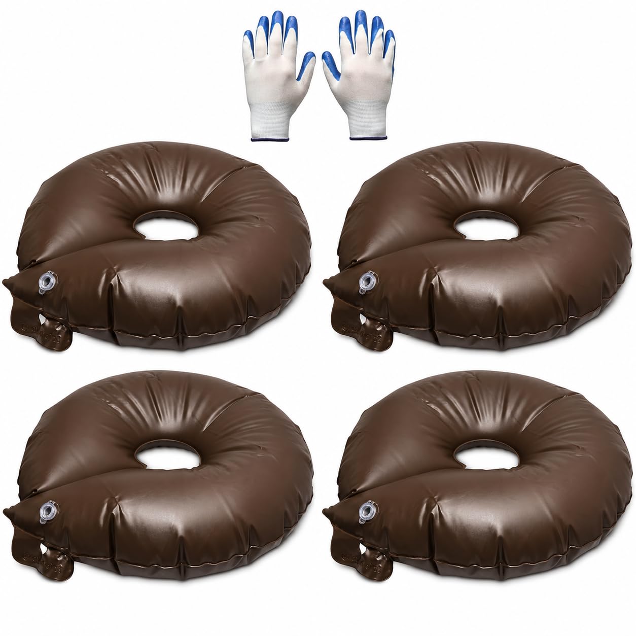 IRSTBL - Lot de 4 anneaux d'arrosage pour arbres – Sacs d'irrigation à libération lente de 56,78 l – 5 à 8 heures d'arrosage en profondeur pour arbres et arbustes – Comprend des gants de jardinage