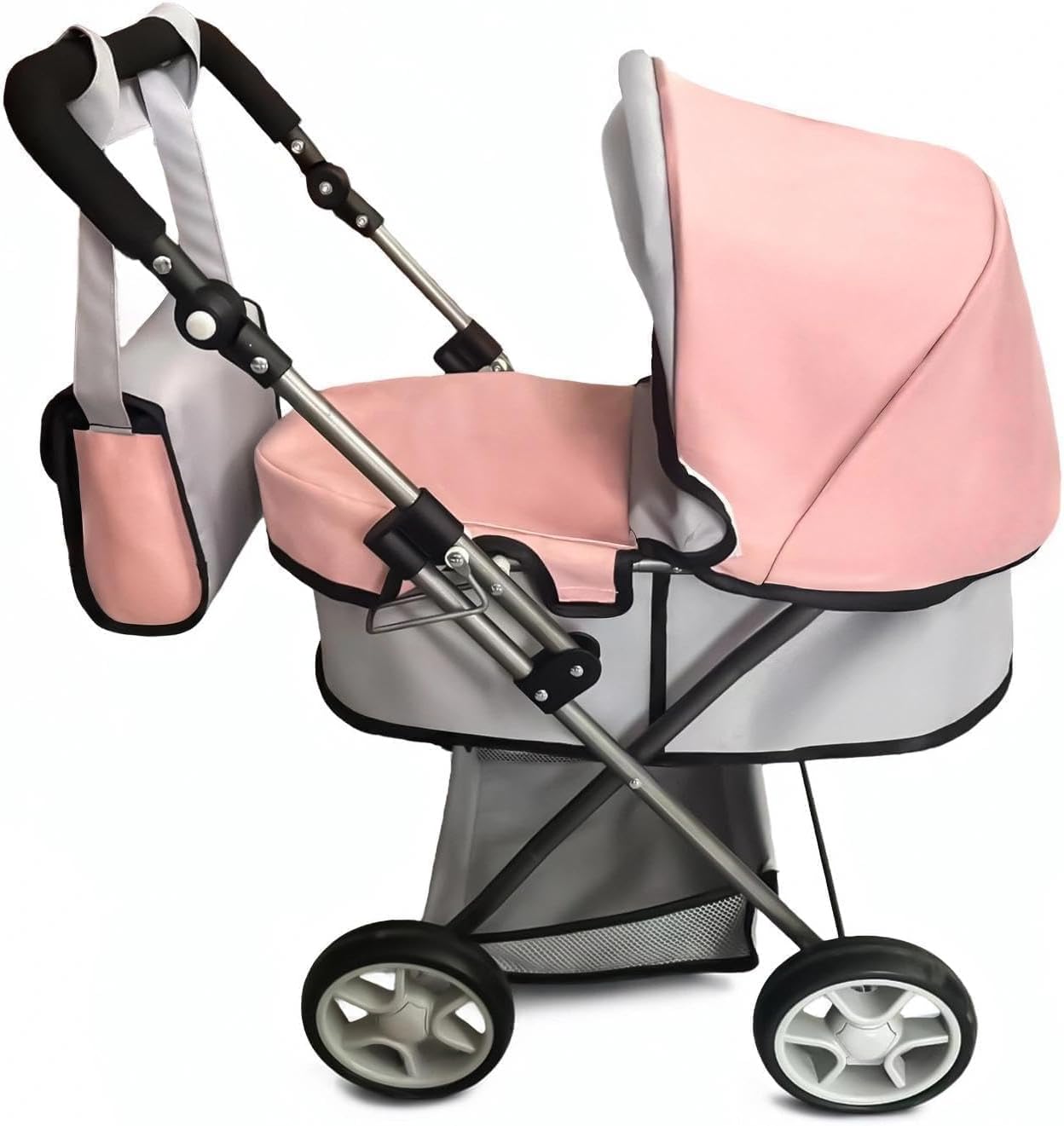 Zero Pam Style Baby Doll Stroller,Doll Strollers, Baby Stroller For Dolls,Foldable Babys Dolls Strollers Storage,Equipped With Swivel Wheels, An Adjustable Handle,An Infant Carrycot And A Changing Bag