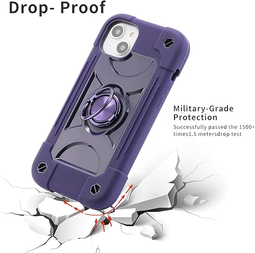 Miniatura 3 de MARKILL Funda compatible con iPhone con soporte de anillo, funda resistente a prueba de golpes de grado militar (morado oscuro, iPhone 13 Pro Max)