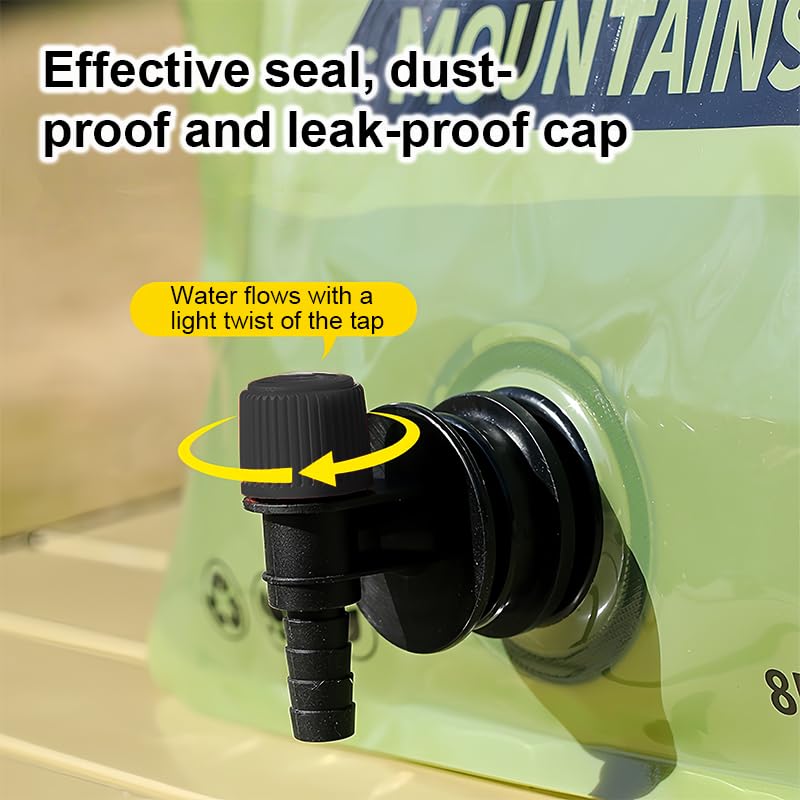 Contenedor de Agua Plegable con Grifo, Bolsa de Almacenamiento de Agua de 8L (2.1 Galones) Capacidad Grande para Camping, Senderismo y Viajes al Aire Libre, Verde Militar miniatura 5