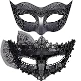 SIQUK 2 Pezzi Maschera Veneziana Coppia Maschera Occhi Veneziane Maschere da Ballo Maschera Mascherata Donna Uomo Maschere Maschera per Halloween Carnevale