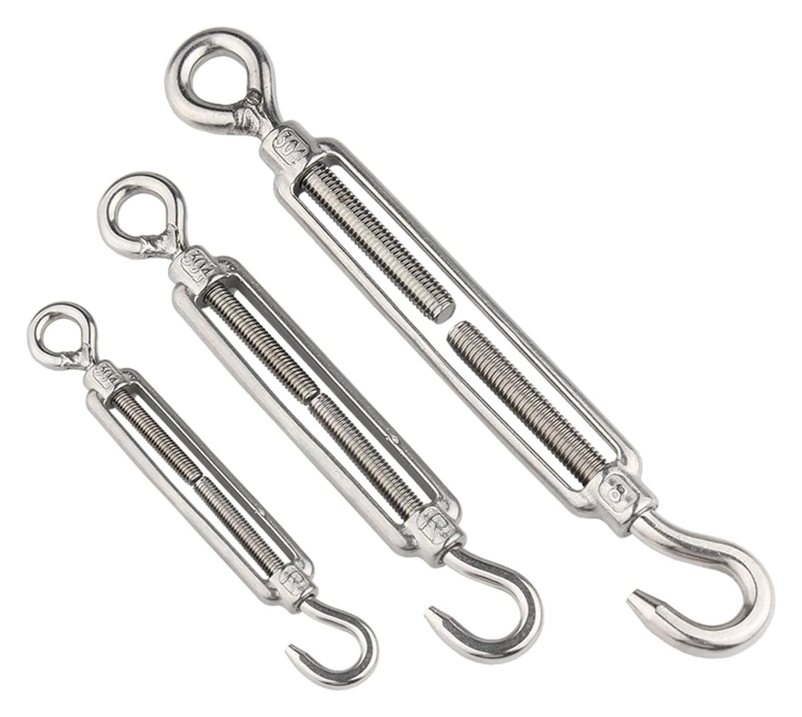 Tenditore a Gancio e Occhiello in Acciaio Inossidabile M22-M27 for Filo di Ferro for Appendere Quadri, recinzioni da Giardino, cancelli, Tende, ECC.(M24)