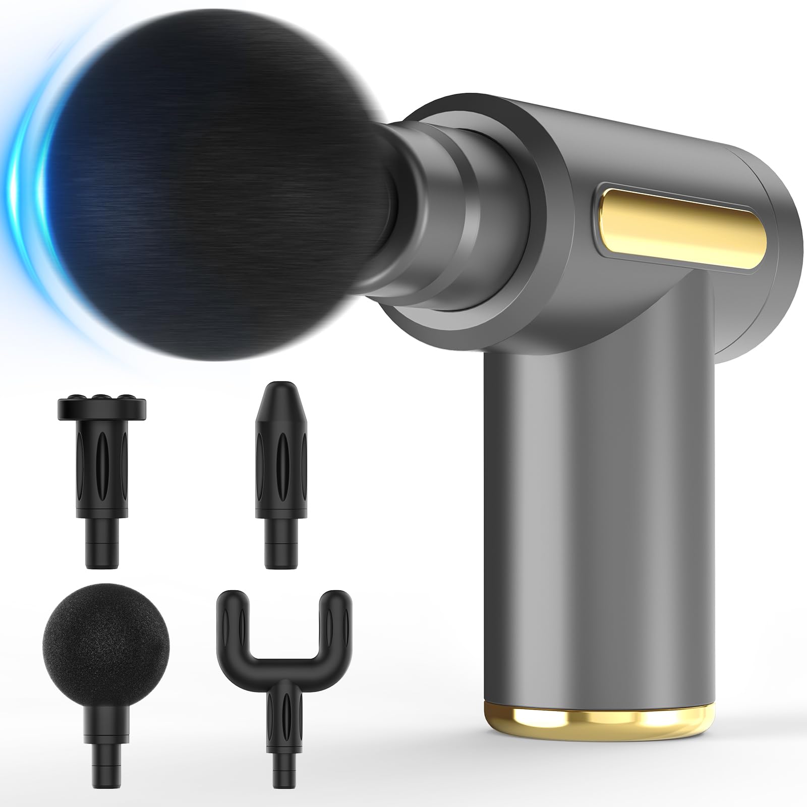 Brantefa Massage Gun, Small Travel Massage Gun, Percussion Handheld Portable Muscle Massager Tool for Full Body Pain Relief, Ideal Gifts for Men, Women (Gray)-image-10