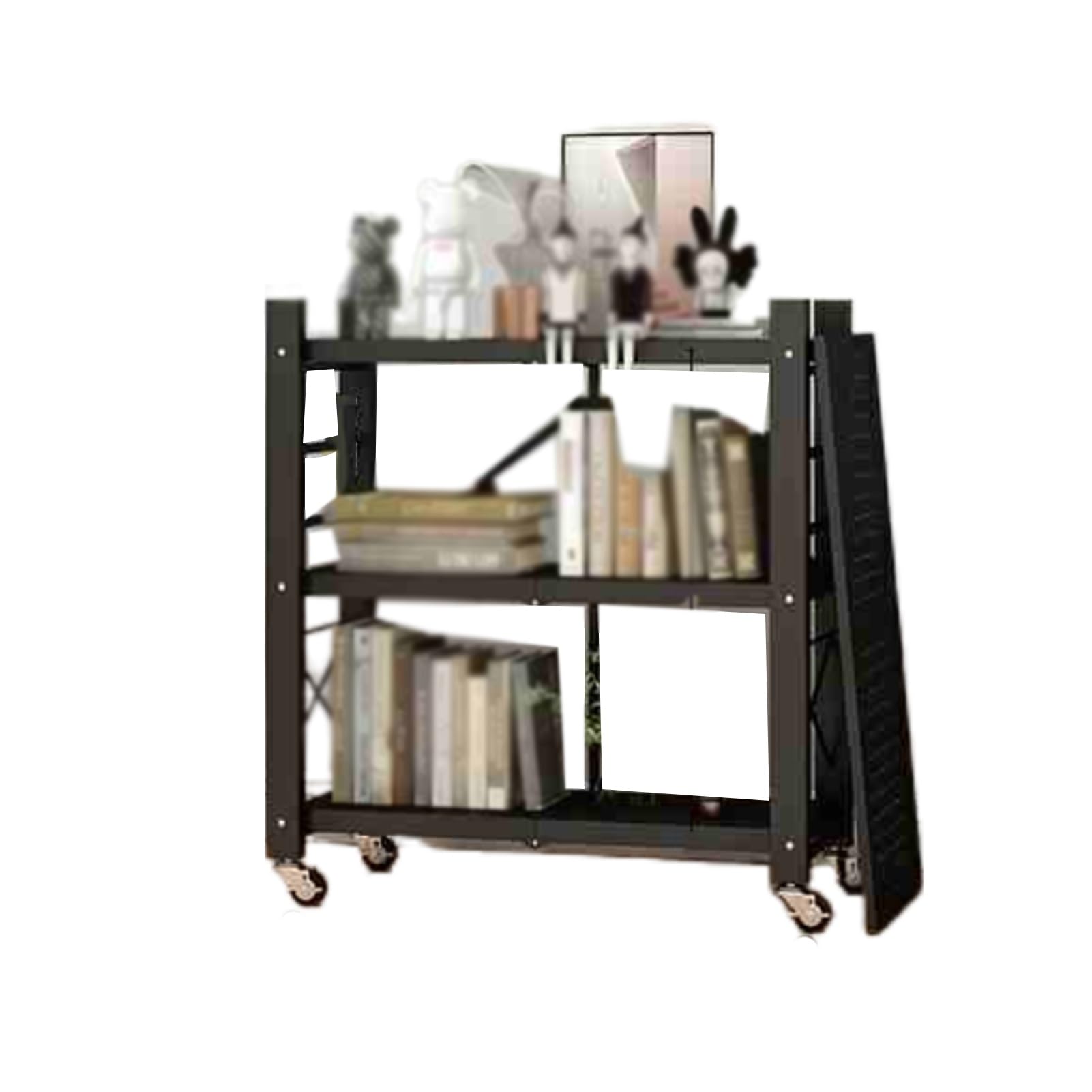 Scaffale pieghevole con ruote, multistrato, per microonde, cucina, soggiorno e bagno, facile installazione, salvaspazio, 81 x 34 x 88 cm
