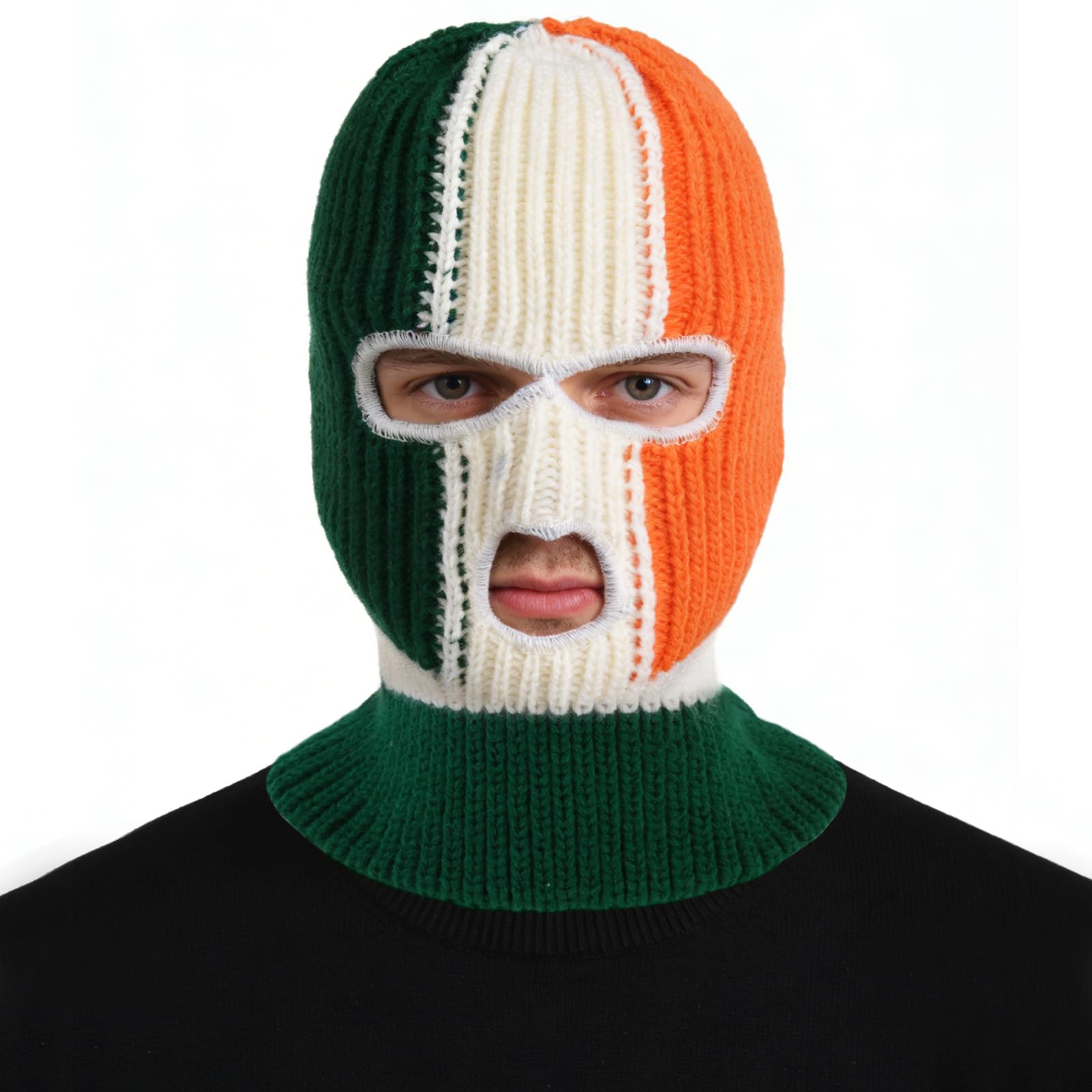 Balaclava face mask Men Winter Irish Flag Tricolor Balaclava Crochet Hat Music Festival Halloween Winter Balaclava Men Multi