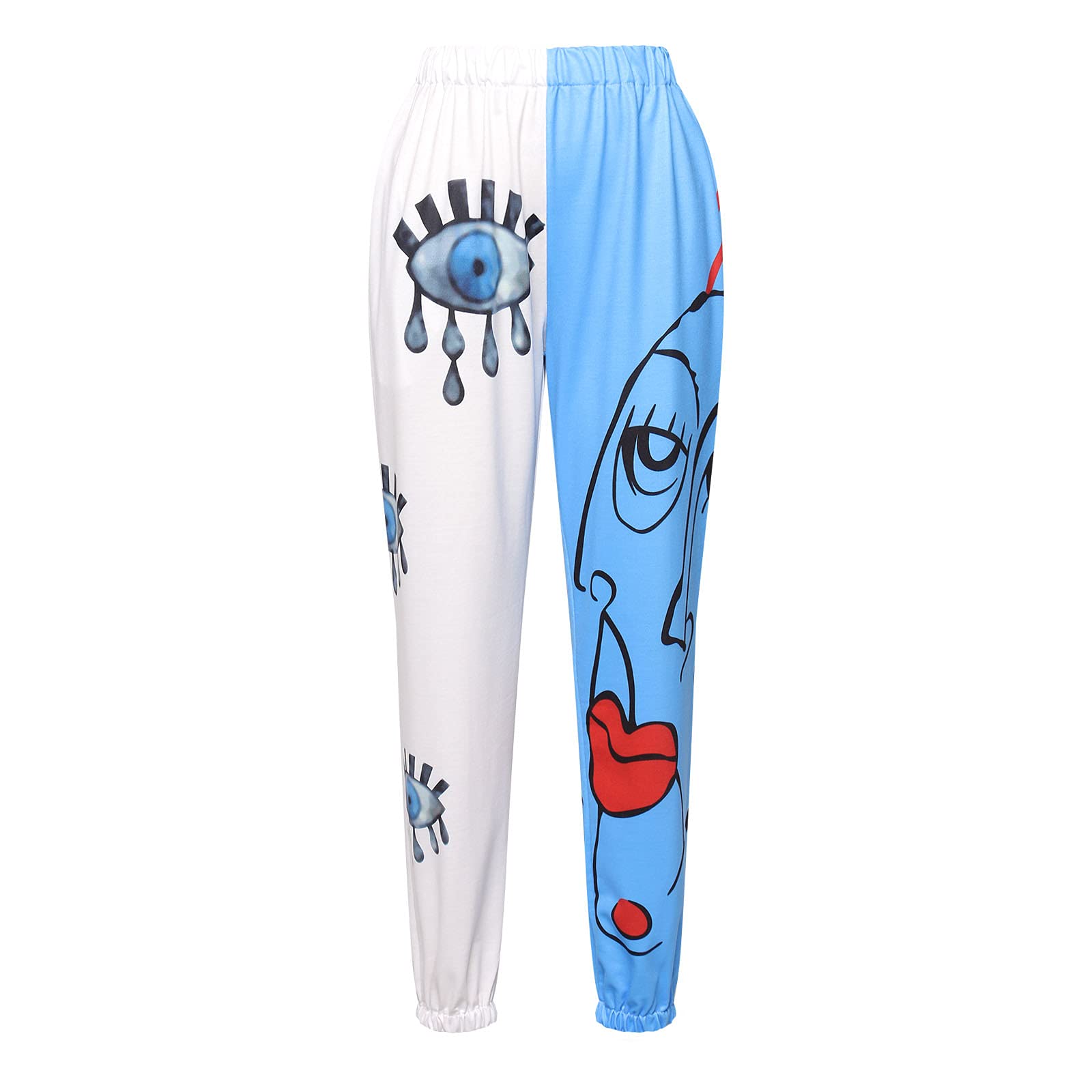 Amuver Women's Boho Hippie Harem Pants High Smocked Waist Printed Patchwork Sweatpants Yoga 90S Goth Baggy Casual Trousers