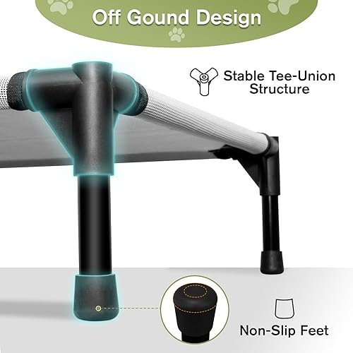 Miniatura 5 de Cama elevada pequeña para perros, camas elevadas para perros pequeños, hamaca portátil para mascotas con marco, cunas elevadas a prueba de mordidas,