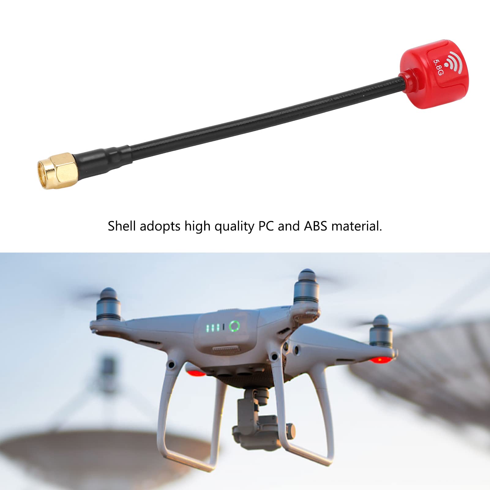 Bnineteenteam Antena de 125 Mm 5,8 GHz 2.5Dbi para Control Remoto FPV Drone Antena de Ganancia RHCP Resistente a Impactos (Rojo)