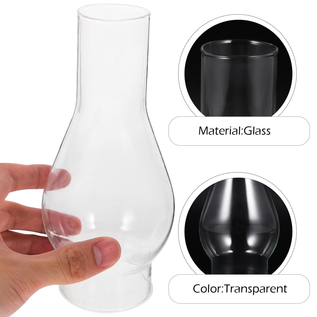 Angoily Abat-Jour En Verre Pour Lampe à PéTrole, CheminéE De Lampe à Huile, Verre De Rechange Pour PéTrole Vintage Remplacement Abat-Jour De À Huile Protection Anti-Vent Facile À Installer Globe
