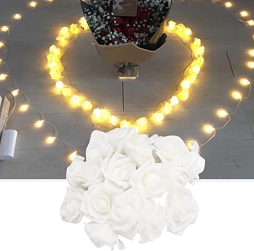 Miniatura 7 de Dioche Guirnalda de 20 luces LED de rosas, guirnalda de luces artificiales USB para decoración de boda del día de San Valentín (9.8 ft, 20 luces,