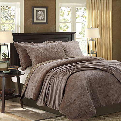 Ensemble couvre-lit velours cristal matelassé pour une chambre cocooning en flanelle