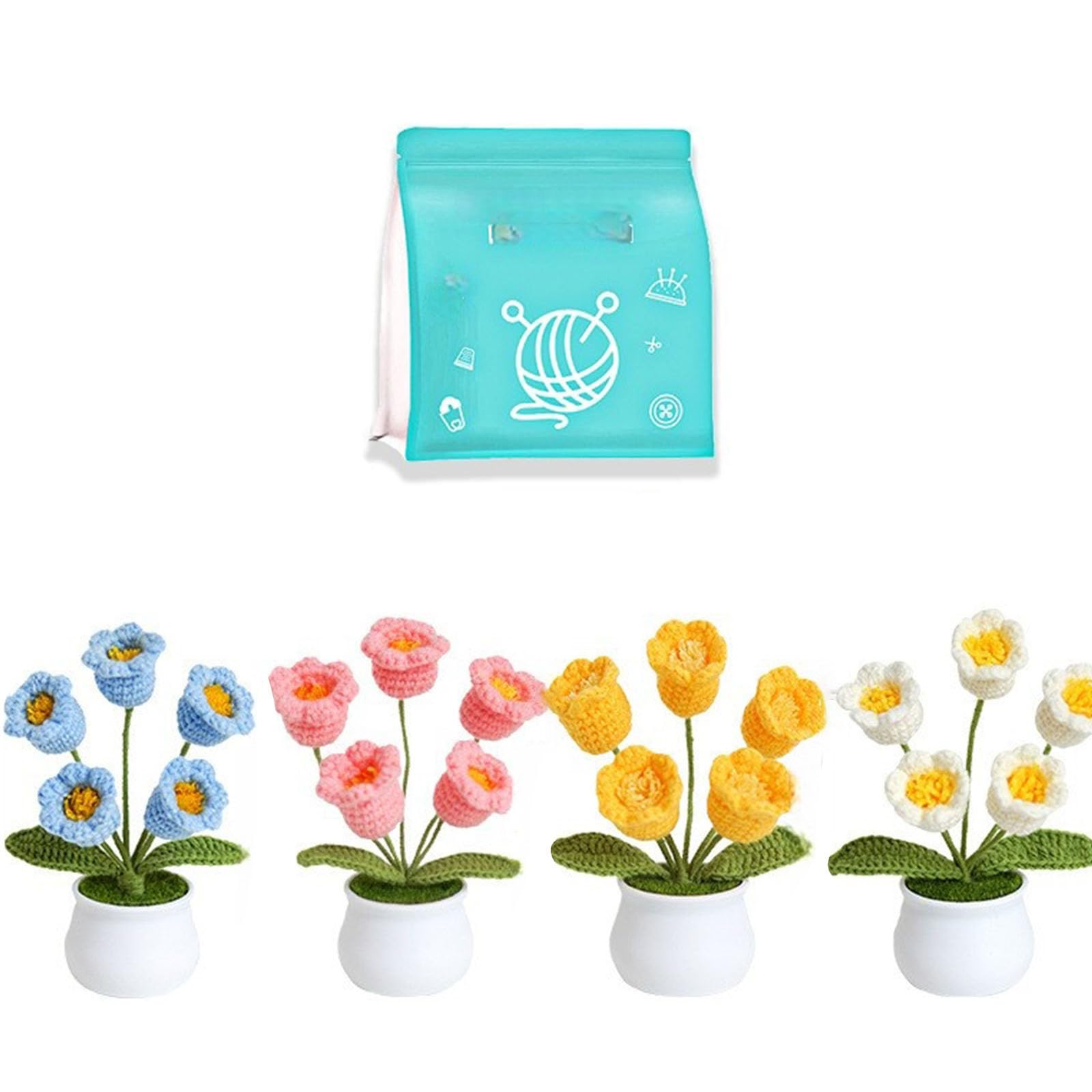 Tfaoys O Flower Plant Set For Adult Beginner With Instruction Crochet Potted Plant Supplies With Knitting Tool Crochet Hook And Yarn Set