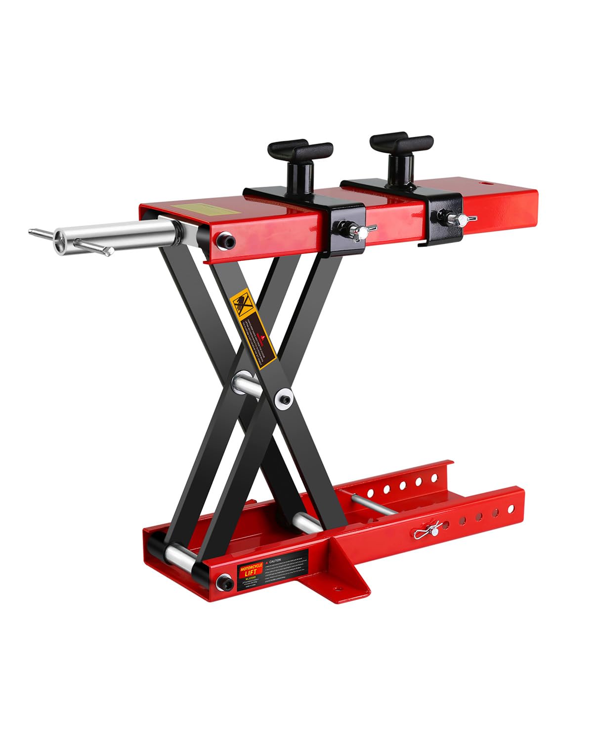 Motorcycle Scissor Lift Jack 1100LBS, Heavy Duty Bike Lift with Safety Lock Pin & Non-Slip Saddle, 3.7"-18.7" Lift Range for Cruisers, ATVs, Dirt
