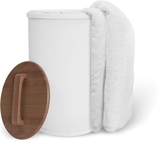 SAMEAT Calentador de toallas grande para baño, calentador de toallas con calefacción, tapa de madera, apagado automático, se adapta a hasta dos