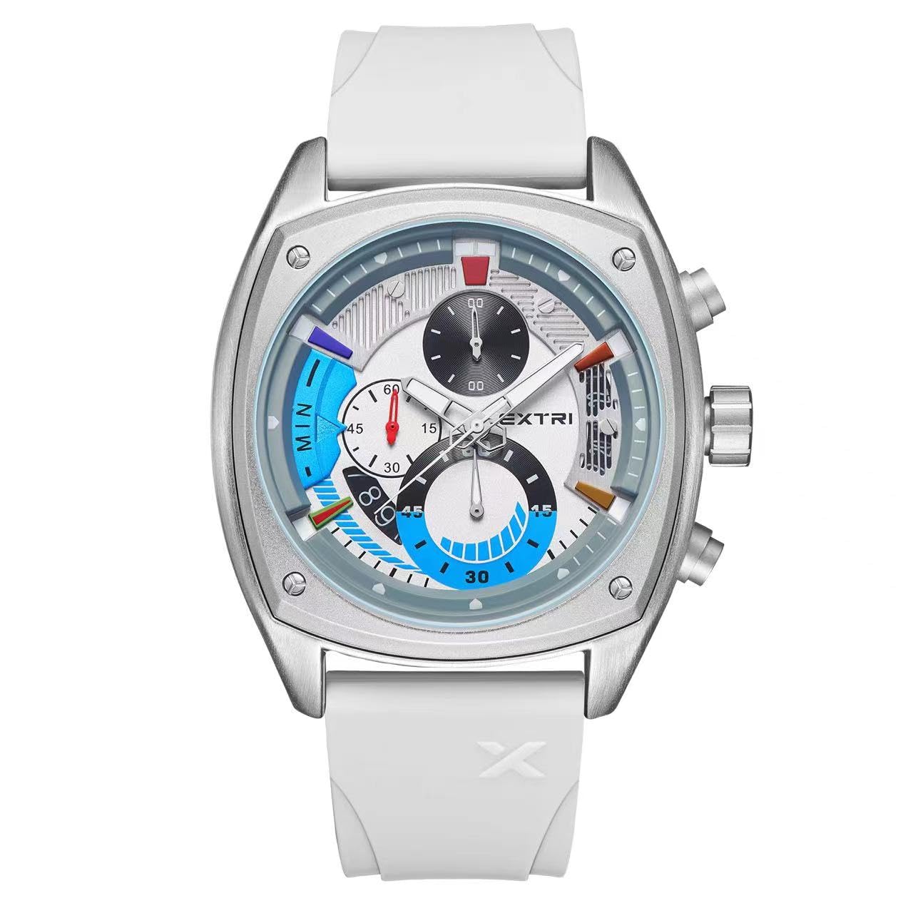 Extri Silicone Analog Chronograph Watch - For Men Casual Luxury Trendy Stylish Casual Sport Waterproof Watch | Birthday Anniversary Gift Watch For Men | Gray (B0CY5LMGQ6) Amazon Price History, Amazon Price Tracker
