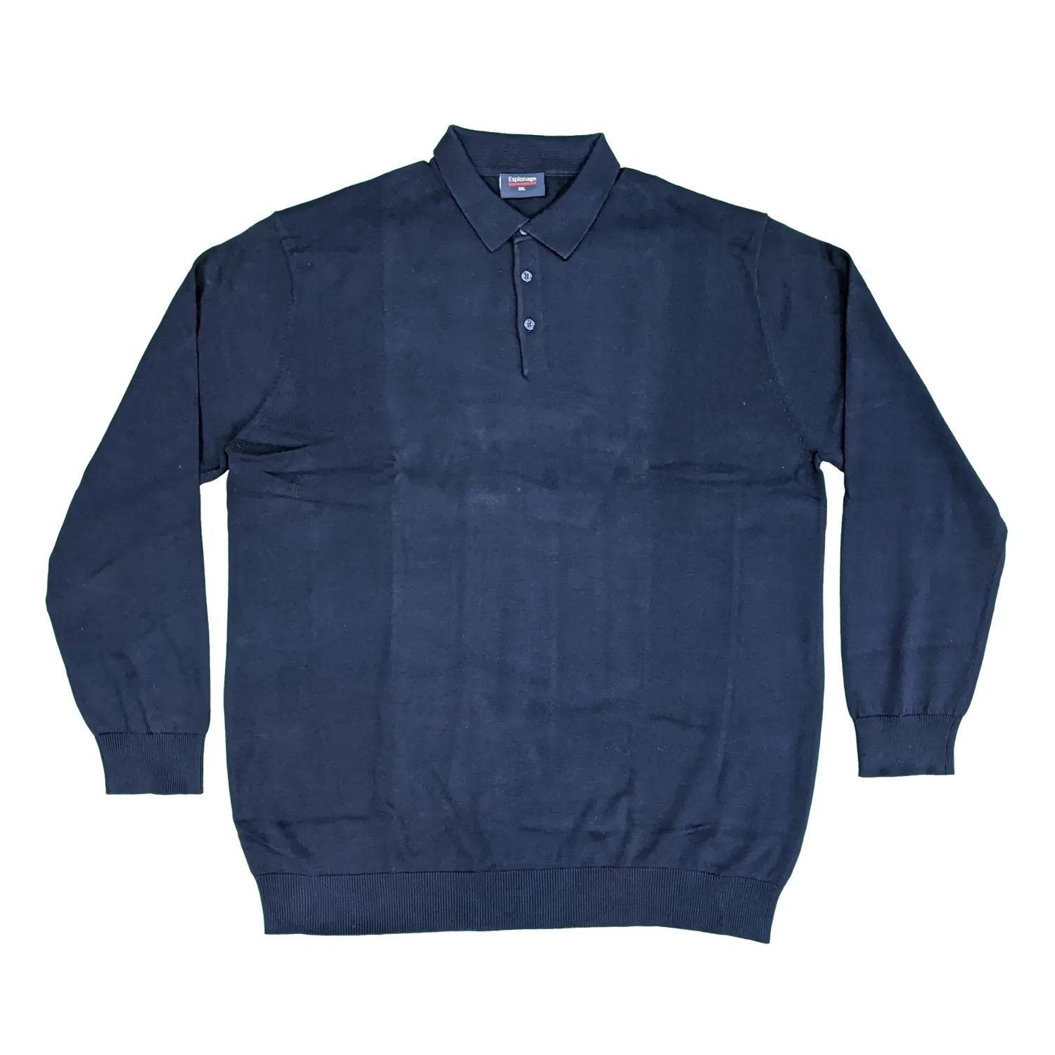 Espionage Mens Big Size Knitted Polo Collar Jumper (058) in 5XL Navy