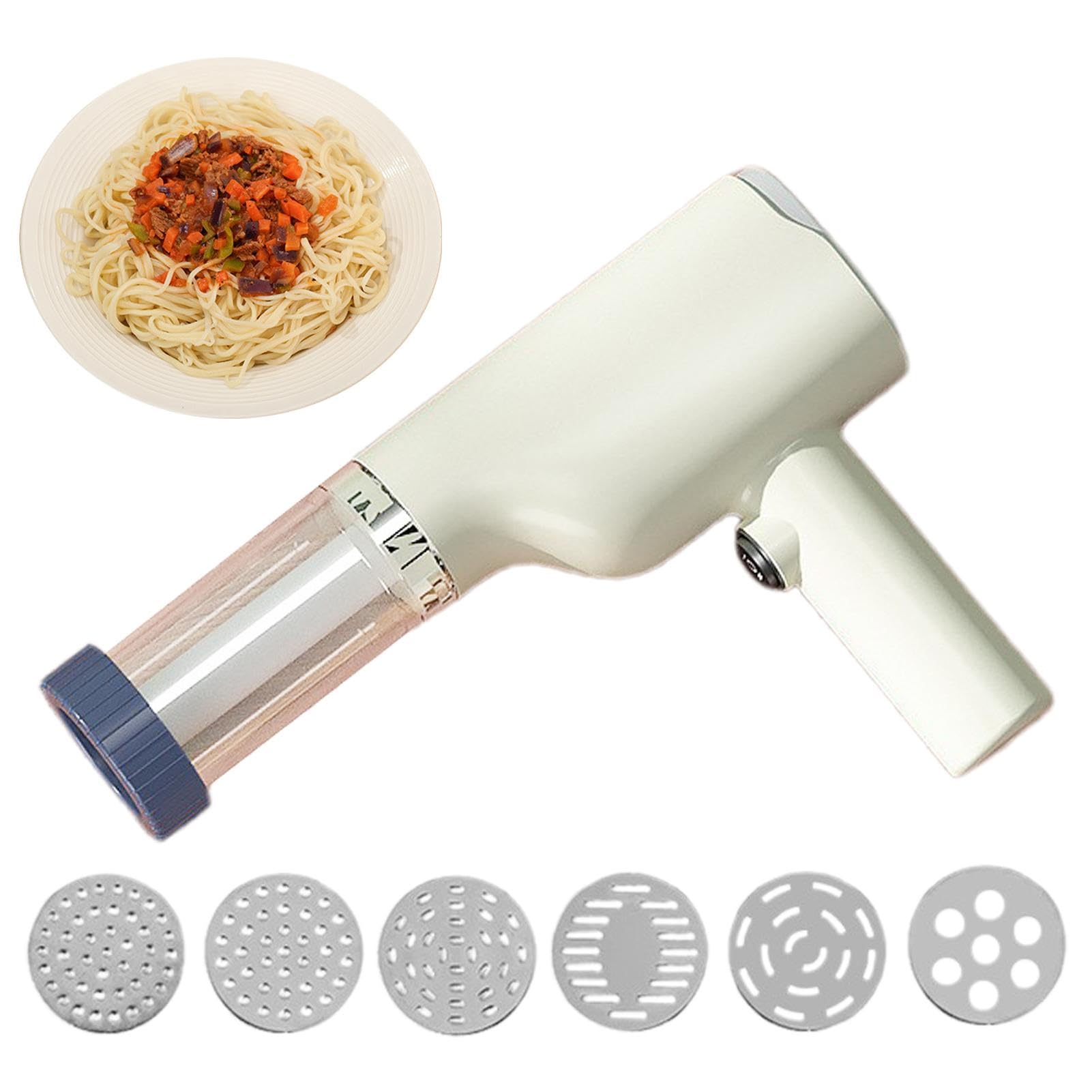 Maker de pâtes électriques, machine à nouilles automatique, fabricant de pâtes à main, avec 6 disques conception sans fil et portable moteur de 40W pour la cuisine de machine à spaghetti maison