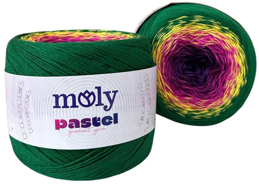 Moly Pastel Ombre Yarn | 250g 1000m | Gradient Cotton Blend Yarn | Colour Changing Knitting & Crochet Yarn for Shawls, Scarves, Cardigans & Summer Projects (1030)