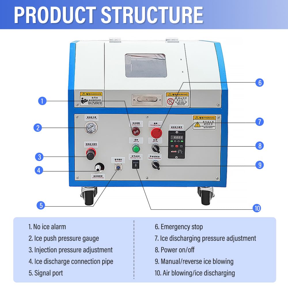 HNZXIB 9KG Capacity Dry Ice Cleaning Machine, Intelligent Dry Ice Cleaning Machine, Dry Ice Mold Cleaning Machine, Shoe Mold Injection Dry Ice Cleaning Machine, No Wear and No Pollution, Fast Cleaning